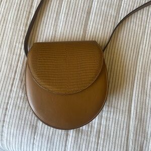 HUNTING SEASON Saddle bag small in Tan Lizard embossed